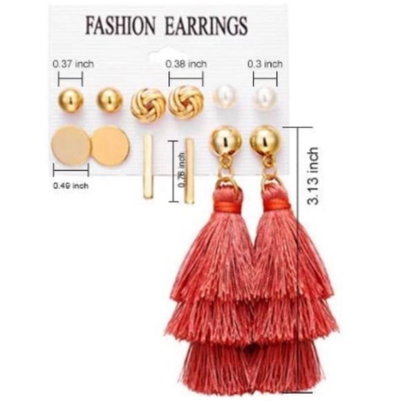 New Fashion Earrings 6 Pack Gold Post & Stud Earring Set - Picture 2 of 6